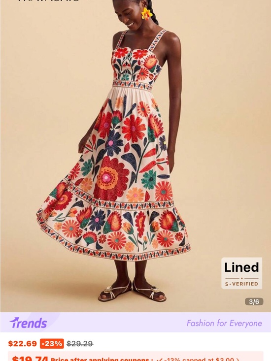 Dresses & Skirts - Floral Embroidered Midi Dress in Cream and Multicolor
